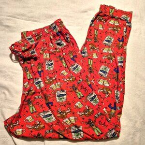 Main & Local men's size Large lounge pants have pockets, holiday print EUC